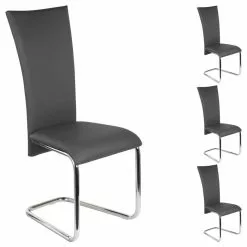 IDIMEX Schwingstuhl ANNETTE Im 4er Set In Grau