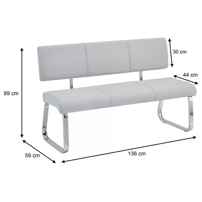 IDIMEX Esszimmerbank VILAS Kunstlederbezug In Hellgrau 8 IDIMEX Esszimmerbank VILAS Kunstlederbezug In Hellgrau – Bild 6