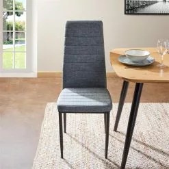 IDIMEX Esszimmerstuhl NATHALIE Im 4er Set In Grau Mit Stoffbezug -Sitzmöbel Verkaufsgeschäft 12556 A0 3N