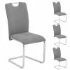 IDIMEX 4er Set Schwingstuhl ELEONORA, Stoff Grau -Sitzmöbel Verkaufsgeschäft 12837 0
