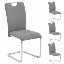 IDIMEX 4er Set Schwingstuhl ELEONORA, Stoff Grau