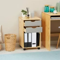 IDIMEX Rollcontainer KANO Mit 2 Schubladen Und 1 Ablagefach In Natur/grau -Sitzmöbel Verkaufsgeschäft 2113 AC2