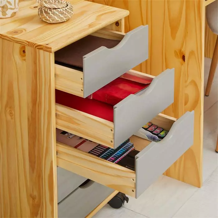 IDIMEX Rollcontainer LAGOS Mit 5 Schubladen In Natur/grau 7 IDIMEX Rollcontainer LAGOS Mit 5 Schubladen In Natur/grau – Bild 5