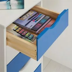 IDIMEX Rollcontainer LAGOS Mit 5 Schubladen In Weiß/blau -Sitzmöbel Verkaufsgeschäft 2117 AC5