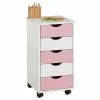 IDIMEX Rollcontainer LAGOS Mit 5 Schubladen In Weiß/rosa -Sitzmöbel Verkaufsgeschäft 2118 0 N
