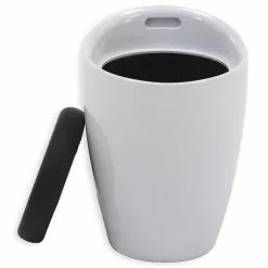 IDIMEX Badhocker DANIEL Mit Stauraum Weiß/schwarz -Sitzmöbel Verkaufsgeschäft 30211 1