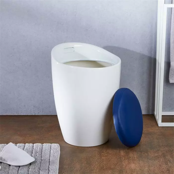 IDIMEX Badhocker DANIEL Mit Stauraum Weiß/blau 7 IDIMEX Badhocker DANIEL Mit Stauraum Weiß/blau – Bild 5