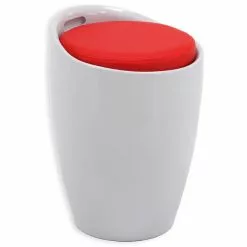 IDIMEX Badhocker DANIEL Mit Stauraum Weiß/rot