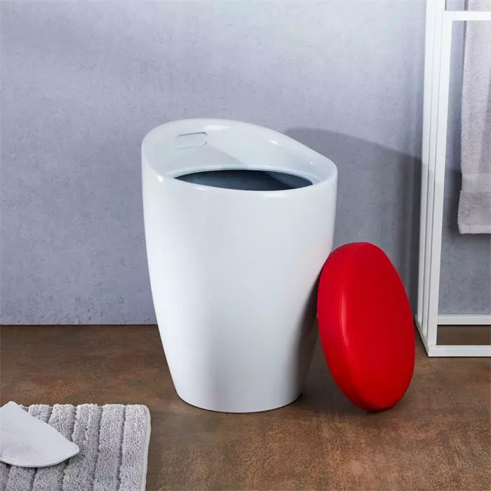 IDIMEX Badhocker DANIEL Mit Stauraum Weiß/rot 7 IDIMEX Badhocker DANIEL Mit Stauraum Weiß/rot – Bild 5