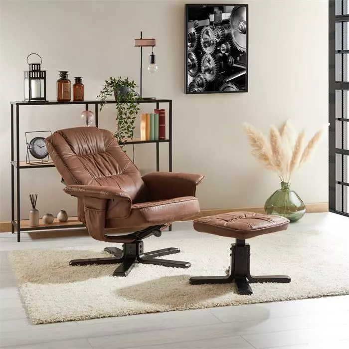 IDIMEX Relaxsessel CHARLY Mit Hocker Und Stoffbezug In Vintage Braun/schwarz 5 IDIMEX Relaxsessel CHARLY Mit Hocker Und Stoffbezug In Vintage Braun/schwarz – Bild 3