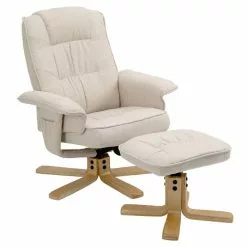 IDIMEX Relaxsessel CHARLY Mit Hocker Und Stoffbezug In Beige