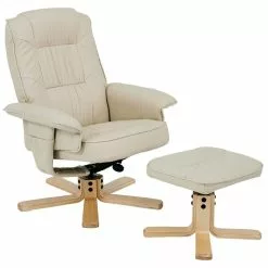 IDIMEX Relaxsessel CHARLY Mit Hocker Und Kunstleder In Beige