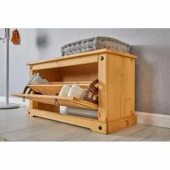 IDIMEX Schuhbank TEQUILA, Kiefer Massiv, Mexiko -Sitzmöbel Verkaufsgeschäft 42030 A4