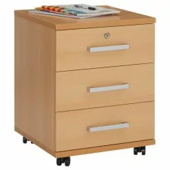 CARO-Möbel Rollcontainer VANCOUVER In Buchefarben Mit 3 Schubladen