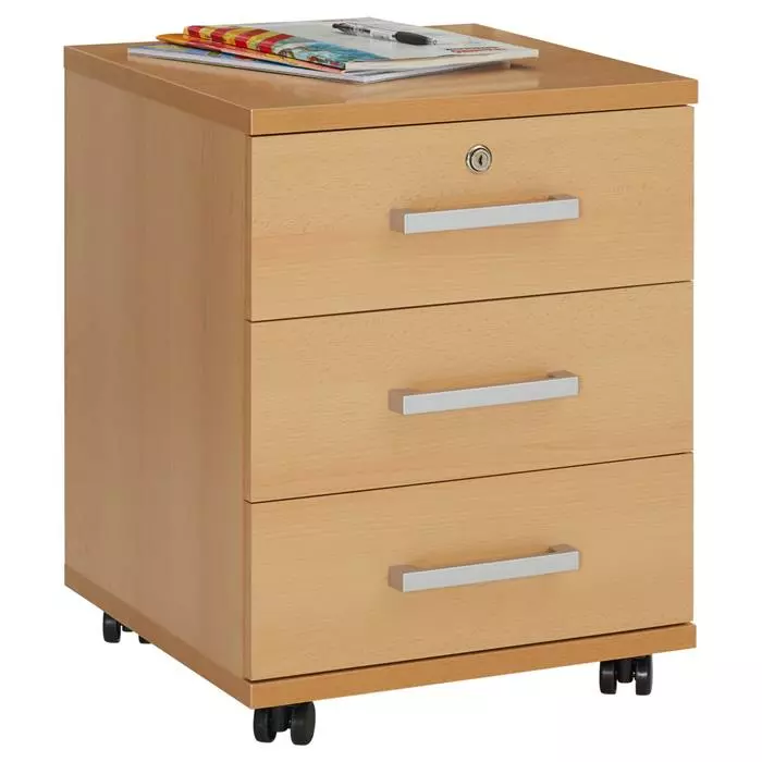 CARO-Möbel Rollcontainer VANCOUVER In Buchefarben Mit 3 Schubladen 3 CARO-Möbel Rollcontainer VANCOUVER In Buchefarben Mit 3 Schubladen