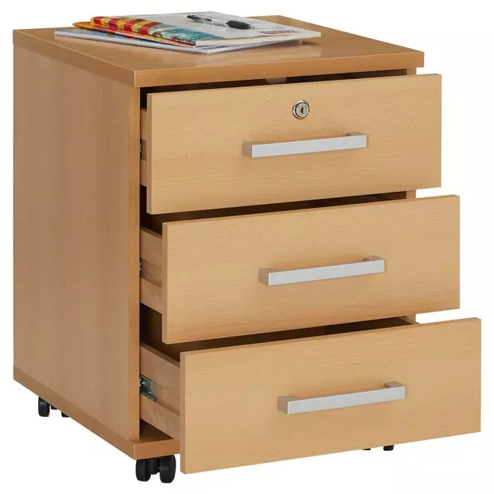 CARO-Möbel Rollcontainer VANCOUVER In Buchefarben Mit 3 Schubladen 5 CARO-Möbel Rollcontainer VANCOUVER In Buchefarben Mit 3 Schubladen – Bild 3