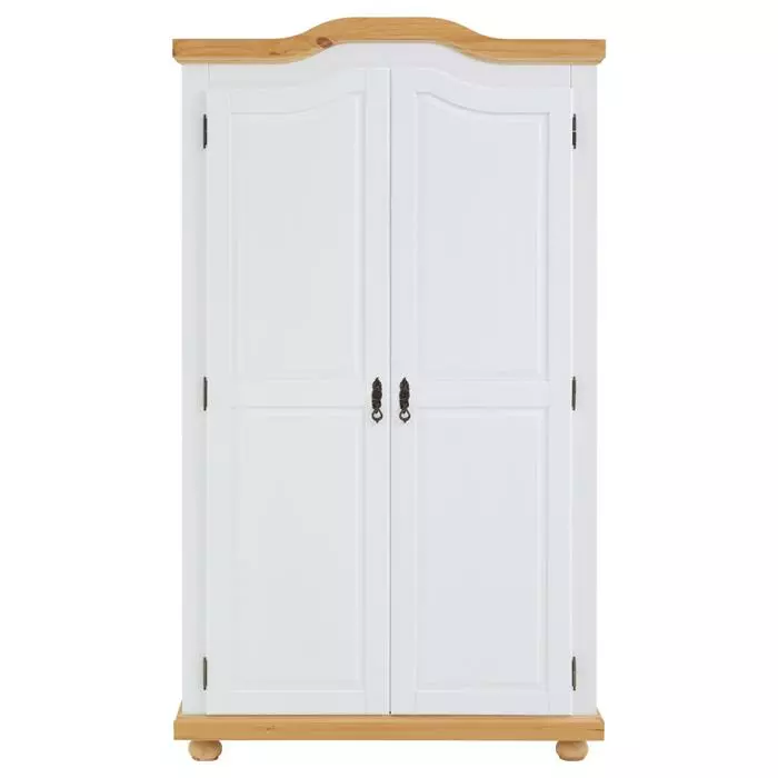 IDIMEX Kleiderschrank MÜNCHEN Mit 2 Türen, Kiefer Weiß/braun 4 IDIMEX Kleiderschrank MÜNCHEN Mit 2 Türen, Kiefer Weiß/braun – Bild 2
