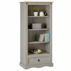 IDIMEX Bücherschrank TEQUILA, Kiefer Massiv Grau/braun, Mexiko