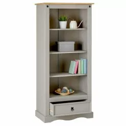 IDIMEX Bücherschrank TEQUILA, Kiefer Massiv Grau/braun, Mexiko -Sitzmöbel Verkaufsgeschäft 81228 2 N