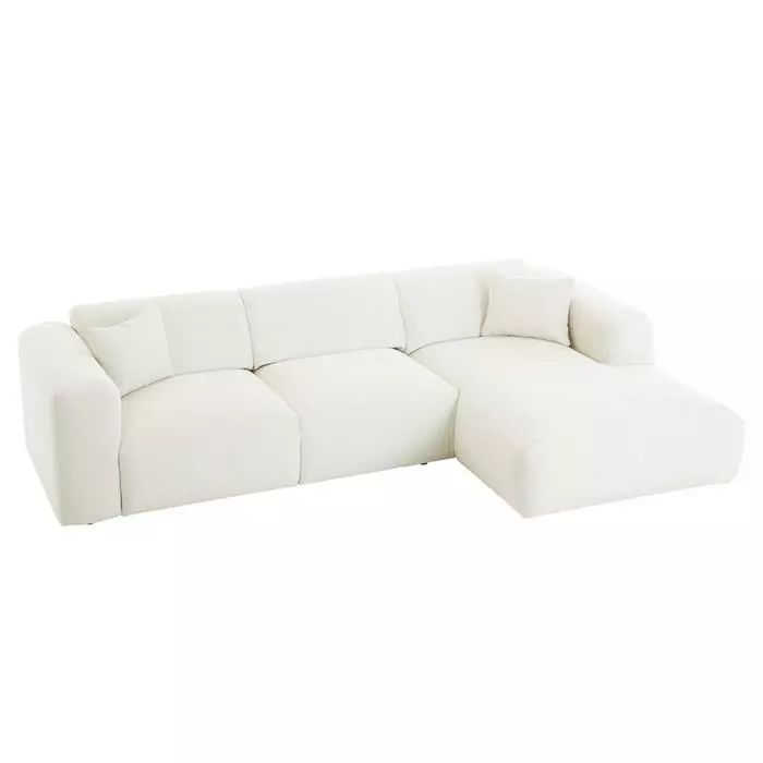 CARO-Möbel Ecksofa NUBES Inkl. Kissen, Chenille In Weiß 5 CARO-Möbel Ecksofa NUBES Inkl. Kissen, Chenille In Weiß – Bild 3