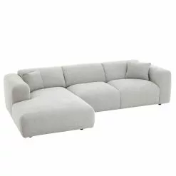 Sitzmöbel Verkaufsgeschäft 44 CARO-Möbel Ecksofa NUBES Inkl. Kissen, Chenille In Hellgrau