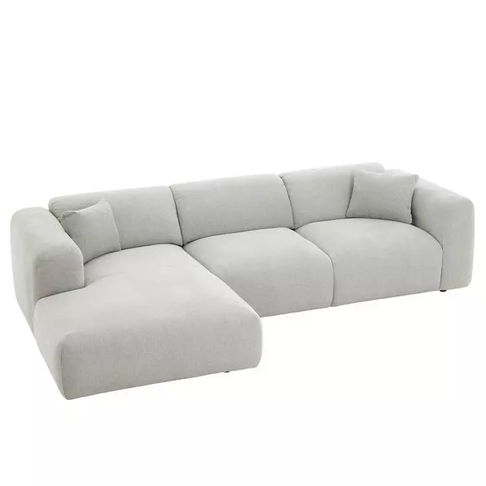 CARO-Möbel Ecksofa NUBES Inkl. Kissen, Chenille In Hellgrau 5 CARO-Möbel Ecksofa NUBES Inkl. Kissen, Chenille In Hellgrau – Bild 3