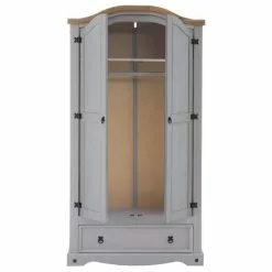 CARO-Möbel Kleiderschrank RAMON Im Mexiko Stil, Kiefer Massiv, Grau/natur 11 CARO-Möbel Kleiderschrank RAMON Im Mexiko Stil, Kiefer Massiv, Grau/natur -Sitzmöbel Verkaufsgeschäft 93083 3 N