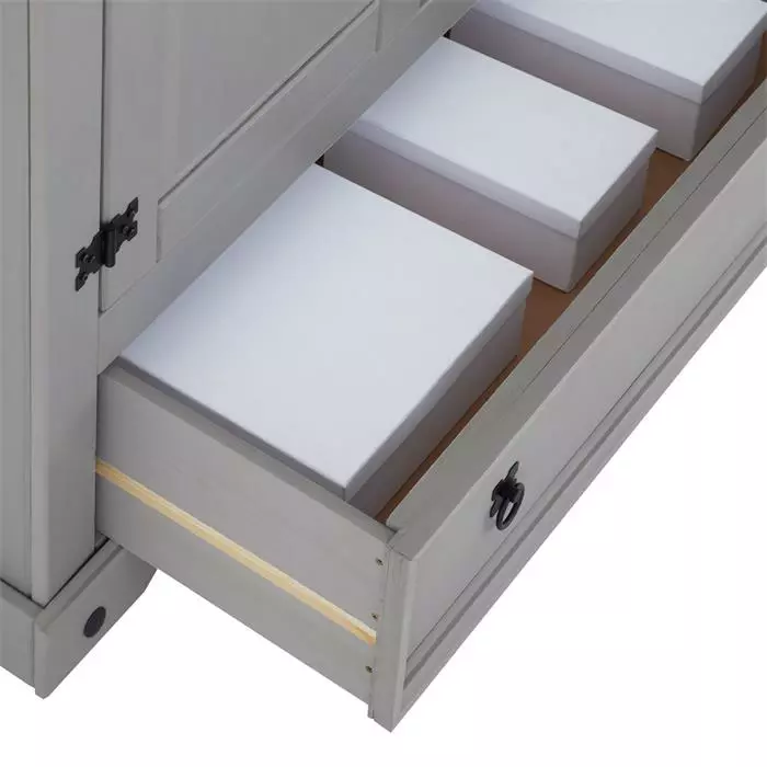 CARO-Möbel Kleiderschrank RAMON Im Mexiko Stil, Kiefer Massiv, Grau/natur 8 CARO-Möbel Kleiderschrank RAMON Im Mexiko Stil, Kiefer Massiv, Grau/natur – Bild 6