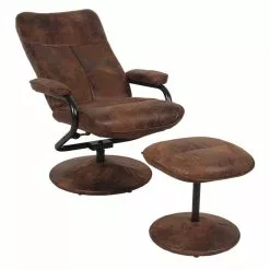 CARO-Möbel Relaxsessel DAKOTA Mit Hocker Und Stoffbezug Im Wildleder Look / Braun -Sitzmöbel Verkaufsgeschäft 93873 1