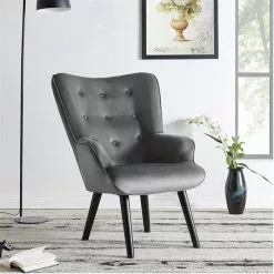 CARO-Möbel Polstersessel LIGERO Samtbezug In Grau -Sitzmöbel Verkaufsgeschäft 94006 1