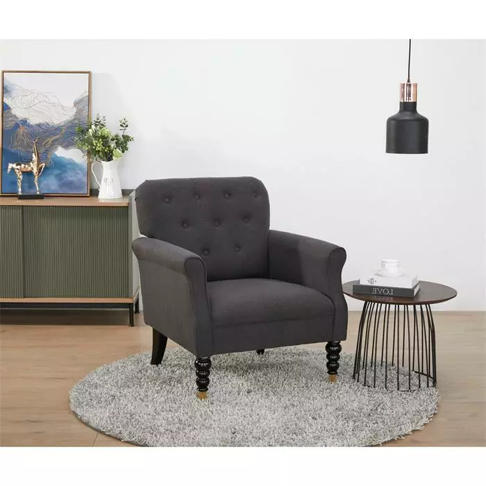 CARO-Möbel Polstersessel ARJANA Stoffbezug In Dunkelgrau 4 CARO-Möbel Polstersessel ARJANA Stoffbezug In Dunkelgrau – Bild 2