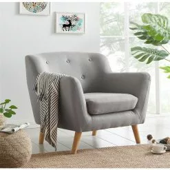 CARO-Möbel Sessel CESENA In Grau, Stoffbezug -Sitzmöbel Verkaufsgeschäft 94275 2