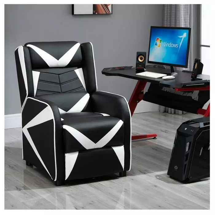 CARO-Möbel Gaming Relaxsessel ARROW In Schwarz/weiß, Bezug Aus Lederimitat 6 CARO-Möbel Gaming Relaxsessel ARROW In Schwarz/weiß, Bezug Aus Lederimitat – Bild 4