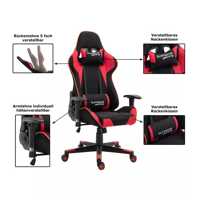 CARO-Möbel Bürodrehstuhl BOOST In Schwarz/rot 4 CARO-Möbel Bürodrehstuhl BOOST In Schwarz/rot – Bild 2