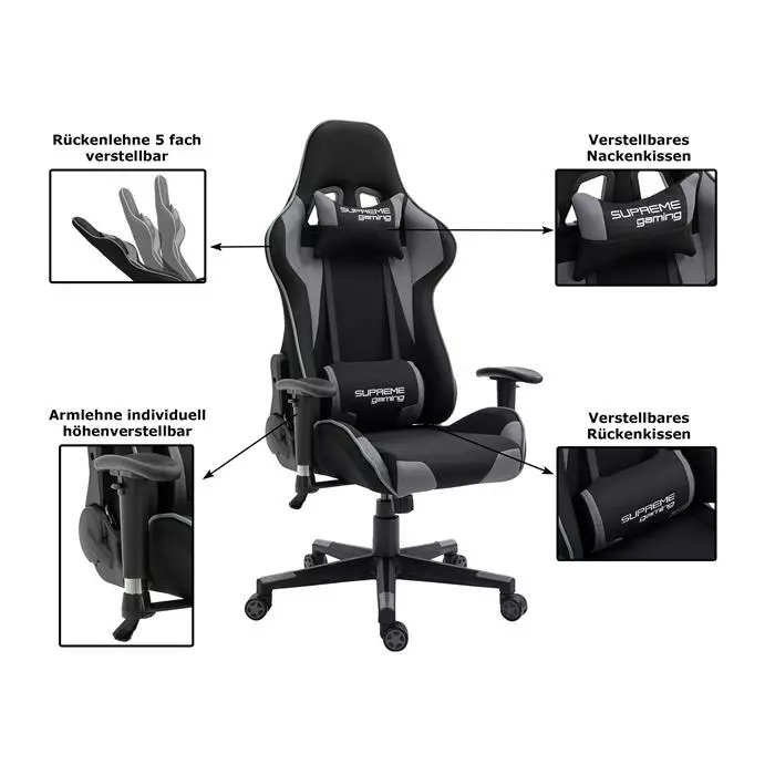 CARO-Möbel Bürodrehstuhl BOOST In Schwarz/grau 4 CARO-Möbel Bürodrehstuhl BOOST In Schwarz/grau – Bild 2