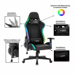 CARO-Möbel Gamingstuhl SKILLS Bezug Aus Lederimitat In Schwarz, Mit LED Beleuchtung -Sitzmöbel Verkaufsgeschäft 94715 1 DE