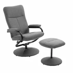 CARO-Möbel Relaxsessel DAKOTA Mit Hocker Und Stoffbezug In Grau