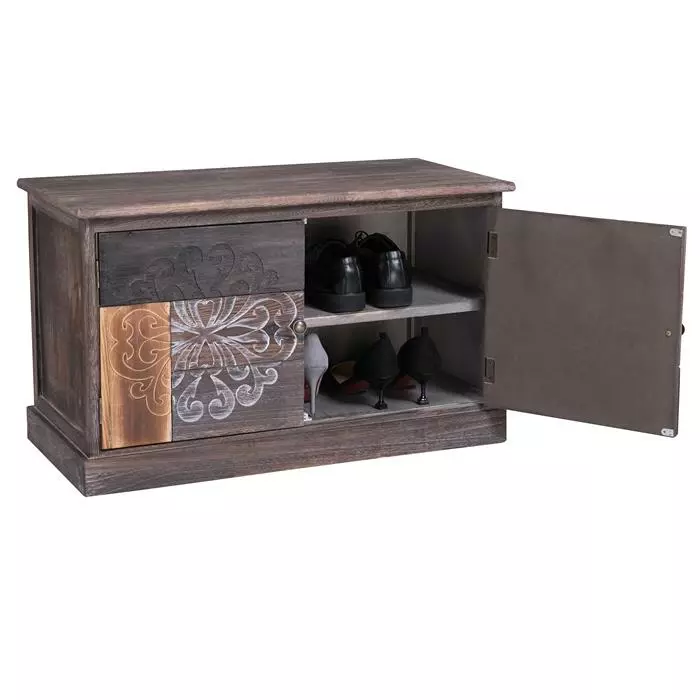 CARO-Möbel Schuhbank MARA Braun/grau Lackiert 5 CARO-Möbel Schuhbank MARA Braun/grau Lackiert – Bild 3