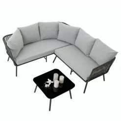 CARO-Möbel Gartenmöbel Set JAKARTA Mit Seilbespannung Und Polster In Grau 10 CARO-Möbel Gartenmöbel Set JAKARTA Mit Seilbespannung Und Polster In Grau -Sitzmöbel Verkaufsgeschäft 95607 3