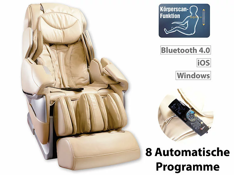 Newgen Medicals Premium Massagesessel:Luxus-Ganzkörper-Massagesessel Mit Bluetooth Und App, Beige 3 Newgen Medicals Premium Massagesessel:Luxus-Ganzkörper-Massagesessel Mit Bluetooth Und App, Beige