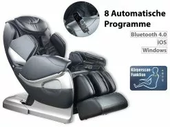 Newgen Medicals Profi Massagesessel:Luxus-Ganzkörper-Massagesessel Mit Bluetooth Und App, Schwarz
