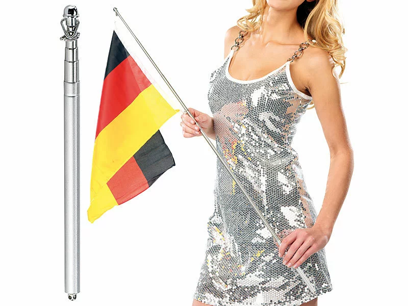 Infactory Fahnenstange:Teleskop-Hand-Fahnenmast Aus Metall, Ausziehbar Von 20,5 Bis 84 Cm 3 Infactory Fahnenstange:Teleskop-Hand-Fahnenmast Aus Metall, Ausziehbar Von 20,5 Bis 84 Cm