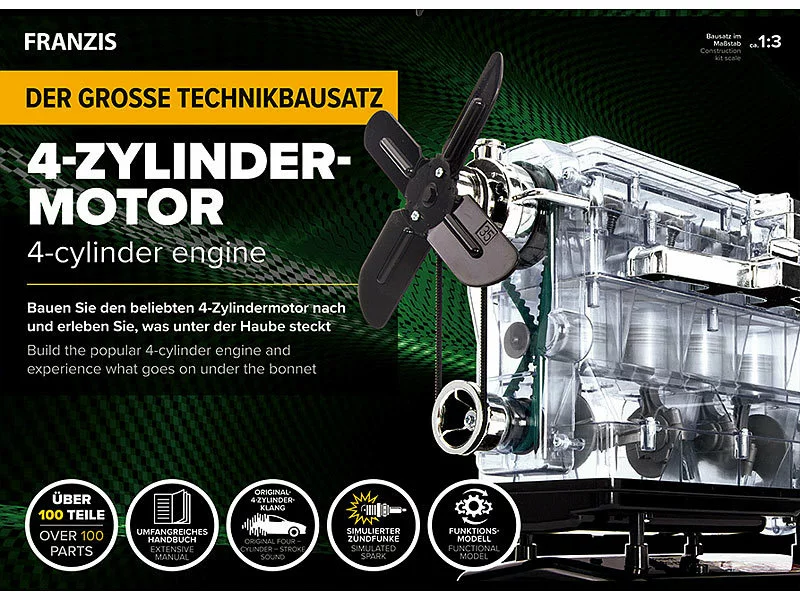 FRANZIS Technik-Baukasten Kinder:Der Große Technik-Bausatz 4-Zylinder-Motor, Maßstab 1:3 7 FRANZIS Technik-Baukasten Kinder:Der Große Technik-Bausatz 4-Zylinder-Motor, Maßstab 1:3 – Bild 5