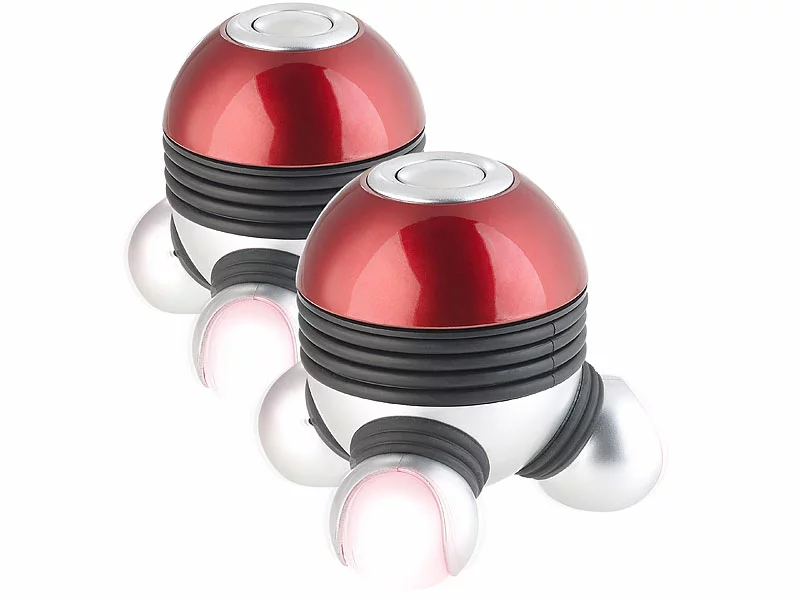 Newgen Medicals Massage-Gerät:2er-Set Mini-Vibrations-Massagegeräte Mit 3 Köpfen & LED-Beleuchtung 3 Newgen Medicals Massage-Gerät:2er-Set Mini-Vibrations-Massagegeräte Mit 3 Köpfen & LED-Beleuchtung