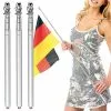 Infactory Teleskop Fahnenstange:3er-Set Teleskop-Hand-Fahnenmasten Aus Metall