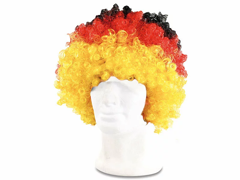 PEARL Schwarz-rot-Gold-Perücke:Afro-Fan-Perücke In Deutschland-Farben 3 PEARL Schwarz-rot-Gold-Perücke:Afro-Fan-Perücke In Deutschland-Farben