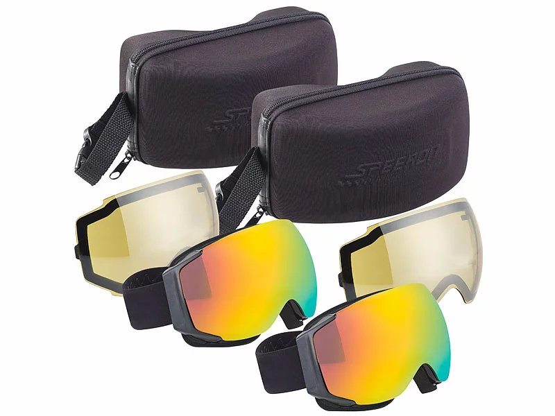 Speeron Skibrille Nacht:2er-Set Ski-&Snowboard-Brillen, Panorama-Sicht & Kratzfestem Revo-Glas 3 Speeron Skibrille Nacht:2er-Set Ski-&Snowboard-Brillen, Panorama-Sicht & Kratzfestem Revo-Glas