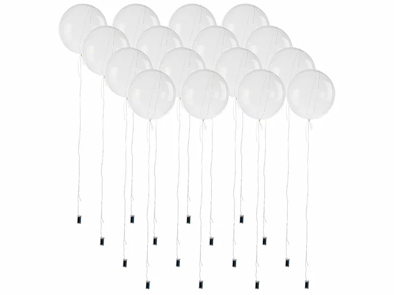 PEARL Leuchtender Ballon:16er-Set Luftballons Mit Lichterkette, 40 Weiße & 40 Farb-LEDs, Ø 25 4 PEARL Leuchtender Ballon:16er-Set Luftballons Mit Lichterkette, 40 Weiße & 40 Farb-LEDs, Ø 25 – Bild 2