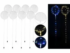 PEARL LED Ballons:8er-Set Luftballons Mit Lichterkette, 40 Weiße & 40 Farb-LEDs, Ø 25 Cm