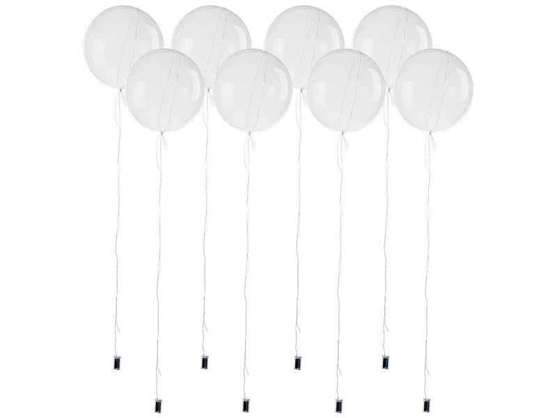 PEARL LED Ballons:8er-Set Luftballons Mit Lichterkette, 40 Weiße & 40 Farb-LEDs, Ø 25 Cm 4 PEARL LED Ballons:8er-Set Luftballons Mit Lichterkette, 40 Weiße & 40 Farb-LEDs, Ø 25 Cm – Bild 2